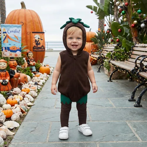 Vista 2 de Baby Boy Halloween Costumes Sleeveless Mandrake Romper Coffee