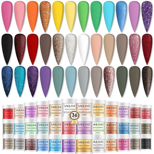 Vista 9 de Juego de polvos acrílicos Saviland: Polvo acrílico profesional de queratina, polvo ultra fino transparente/desnudo/rosa para extensión de uñas, arte