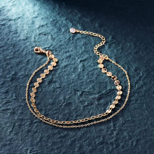 Vista 6 de Dremmy - Tobillera de cadena de oro simple, enchapada en oro de 14k y plata, delicada tobillera de playa de verano para mujer