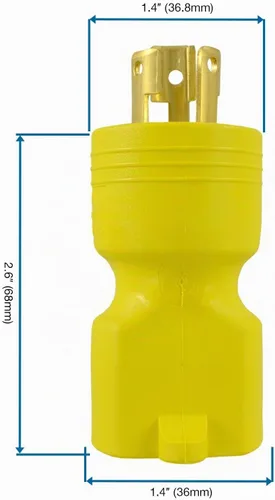 Vista 5 de Conntek 30128-YW Adaptador de enchufe de bloqueo NEMA L5-15P a NEMA 5-15/20R Amarillo