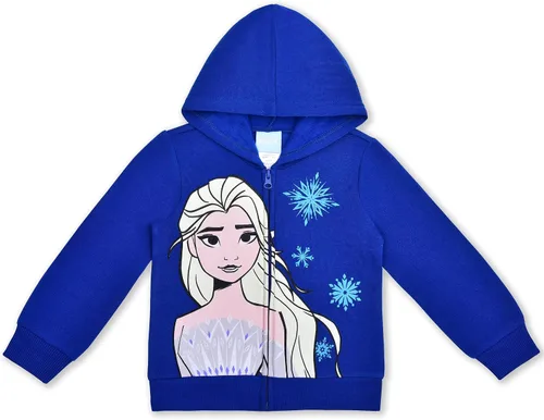 Vista 2 de Disney Frozen Elsa and Anna - Conjunto de sudadera con capucha, camiseta y leggings con cremallera para niñas pequeñas y pequeñas, color azulblanco