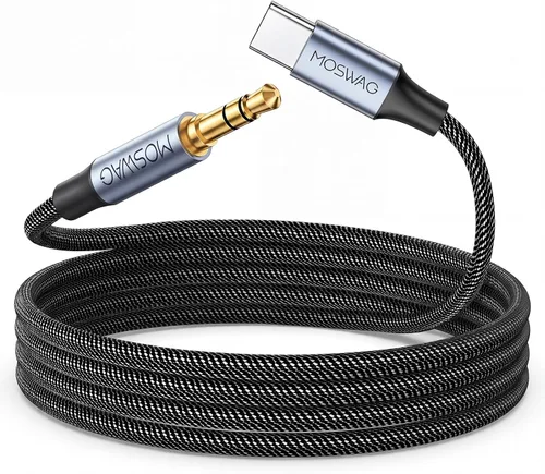 Vista 8 de MOSWAG Cable auxiliar de audio USB C a 0.138 in de 3.3 pies, auxiliar a USB C, tipo C a 0.138 in, cable estéreo de automóvil compatible con iPhone
