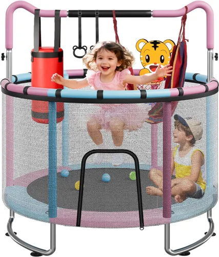 Vista 12 de LotFun Trampolín para niños, trampolín con red Azul