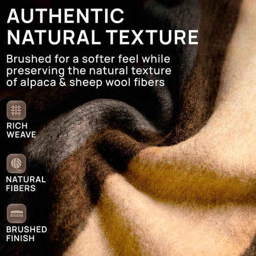 Vista 6 de Desert Breeze Distributing Manta 100% natural de alpaca y lana merina, colección andina, manta tamaño individual, gruesa, suave y cálida, manta