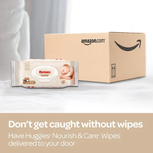 Vista 7 de Huggies Toallitas para bebé Nourish & Care, perfumadas, 3 paquetes abatibles (168 toallitas en total) 56 unidades (paquete de 3)