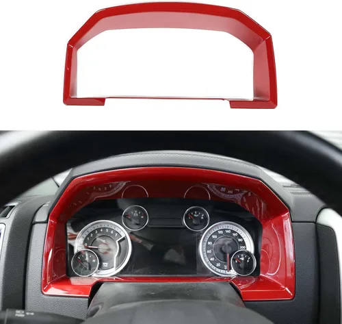 Vista 8 de Jimen Compatible con Dodge Ram 2010-2017, panel de instrumentos de consola central superposición cubierta de tablero (fibra de carbono)