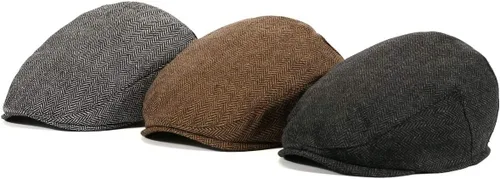 Vista 8 de FALETO Sombrero plano de Ivy Gatsby Newsboy para hombre, invierno, primavera, otoño, conducción, taxista, gorra de caza