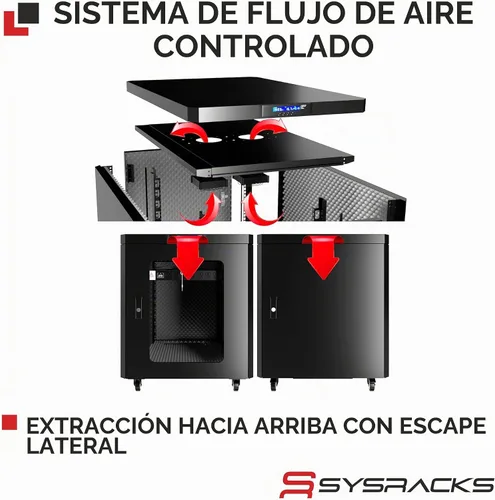 Vista 3 de Sysracks - Gabinete de servidor insonorizado de 12U, 19 pulgadas, puerta de cristal