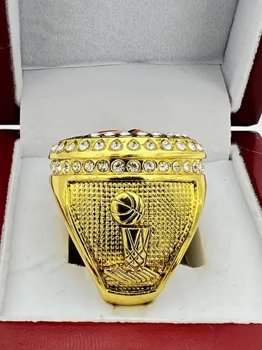 Vista 5 de Anillos deportivos de descuento, ANILLO DE CAMPEONATO DE BALONATO DE BASKETBALL REDONDO — ORO, PINTADO BALL, Anillos de jugador 19-8