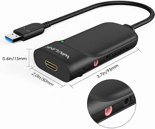 Vista 7 de WAVLINK Adaptador de video universal USB 3.0/USB C a HDMI, adaptador HDMI