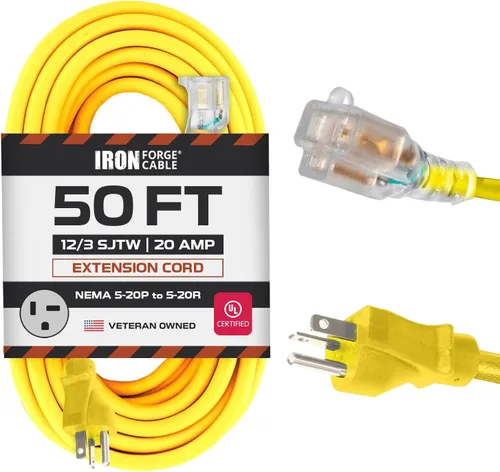 Vista 11 de Iron Forge Cable Cable de extensión de 20 amperios, 50 pies, color negro
