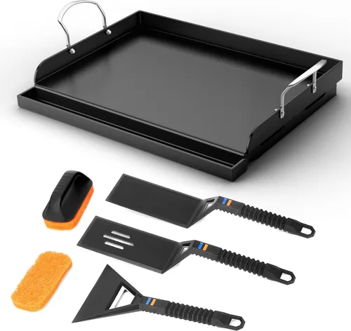 Vista 17 de Uniflasy Plancha Parrilla Reversible de Hierro Fundido para Estufa 16 7/8" Sartén Plancha Plana, Placa de Plancha Parrilla de Hierro Fundido