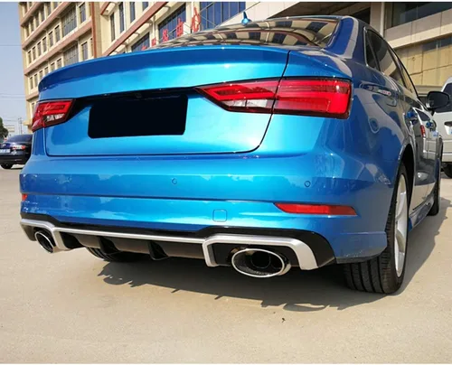 Vista 2 de Difusor de sedán A3 RS3, compatible con Audi A3 RS3 Sline Sedan 2017 2018 2019 PP difusor de labio trasero parachoques alerón (negro)