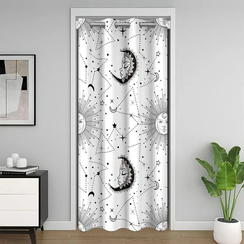 Vista 18 de Cortina de puerta de girasol para puerta, privacidad de abeja, cortina opaca para niños y niñas, cortina floral amarilla, linda cortina de puerta