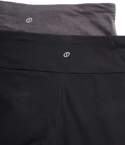 Vista 4 de Spalding Pantalones de yoga para mujer Paquete de 2 pantalones de pierna acampanada de talla grande ajustados o corte de bota leggings de alto