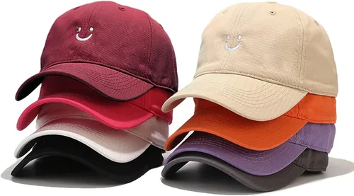 Vista 11 de Umeepar Gorra de béisbol con cara sonriente para mujeres y hombres, ajustable, de perfil bajo, de algodón, sin estructura, para papá