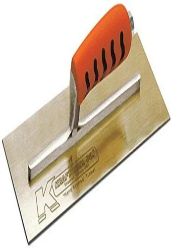 Vista 4 de Kraft Tool PL460PF - Paleta de yeso de acero inoxidable dorado con mango ProForm, 13 x 5 pulgadas, multicolor