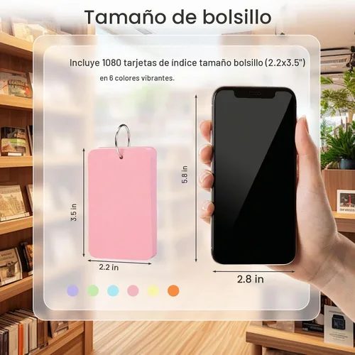 Vista 7 de Koogel - 1080 tarjetas de índice de colores con anillos, 2.2 x 3.5 pulgadas, 8.11 oz/m², 6