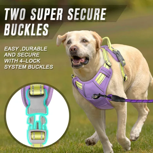 Vista 44 de BARKBAY - Arnés para perro sin tirones con clip frontal, material resistente y reflectante, asa de fácil control para pasear perros grandes