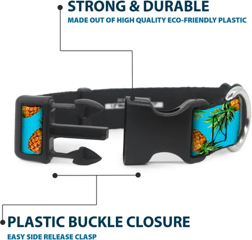 Vista 4 de Buckle-Down PC-W32226-S - Collar de clip de plástico, piñas, 1.0 in de ancho (9 a 15 pulgadas) para cuello pequeño