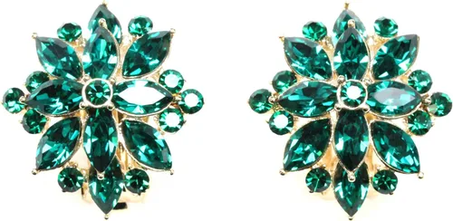 Vista 2 de Faship Pendientes de clip floral con diamantes de imitación de cristal