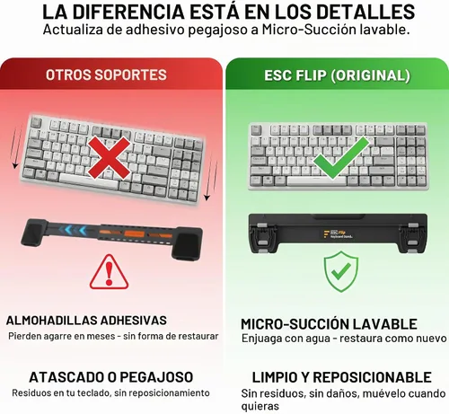 Vista 4 de ESC Soporte de teclado de computadora abatible para escritorio, elevador de teclado inclinado y soporte para laptop con 3 ángulos ajustables