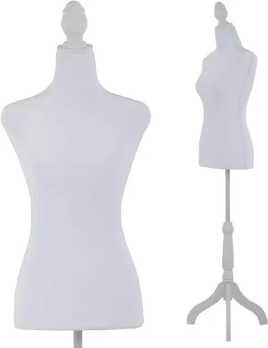 Vista 9 de Vestido de maniquí femenino con altura ajustable de 49.6 a 63.4 pulgadas, con trípode de madera para ventana, tienda, joyería, costura (negro)