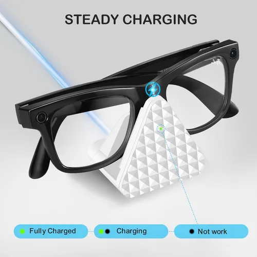 Vista 13 de Soporte de carga inteligente para lentes y cable compatible con Ray-Ban Meta Wayfarer Headliner Skyler, base de carga portátil USB-C para lentes