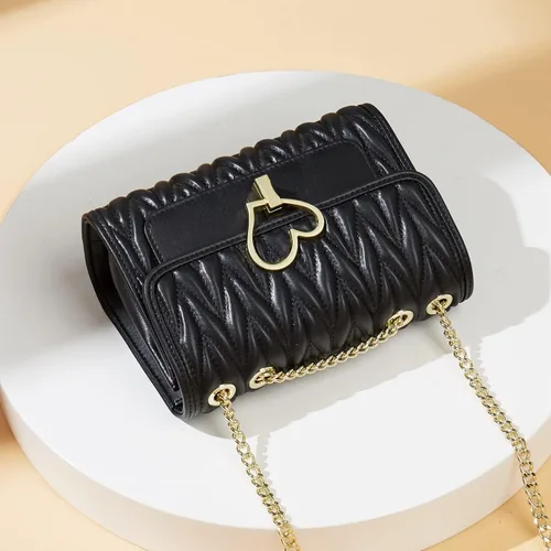 Vista 5 de Bolsos de hombro acolchados para mujer bolsos cruzados de cuero de vaca bolsos cruzados para mujer bolso pequeño con correa de cadena