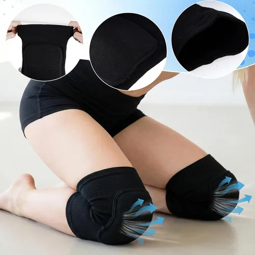 Vista 4 de Sucrain 2 pares de rodilleras, suaves y transpirables para hombres y mujeres, rodilleras protectoras para voleibol, fútbol, baloncesto, animadoras