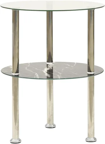 Vista 10 de Mesa auxiliar de 2 niveles, mesa auxiliar única, mesa de sofá, mesa de café, con diseño de forma hexagonal, para espacio pequeño, sala de estar Gris