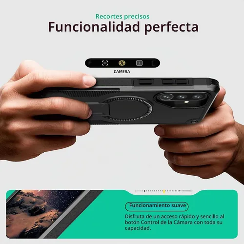 Vista 6 de ONES Funda para Samsung Galaxy A56 5G / A36 5G, grado MIL, a prueba de caídas, doble capa a prueba de golpes, bolsa de aire de esquina, soporte