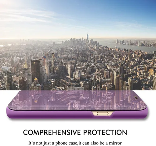 Vista 2 de Funda compatible con Samsung Galaxy A53 de piel con tapa transparente con espejo S-View, a prueba de golpes, con función atril, antiarañazos, funda