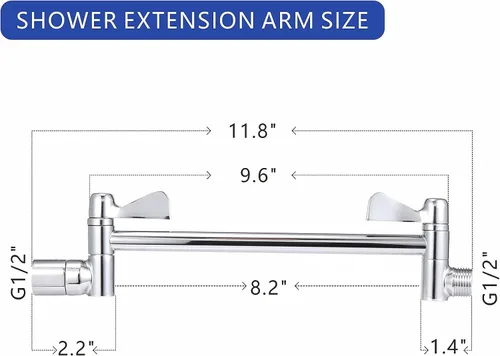 Vista 8 de Voolan Cabezal de ducha de lluvia de 8 pulgadas con brazo de extensión de 11 pulgadas, cabezal de ducha de lluvia hecho de acero inoxidable 304