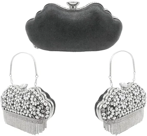 Vista 5 de Olixi Lip Shape Clutch Purse for Women Evening Bag Glitter Luxury Purse Fashion Tassel Handbag for Wedding Party Prom