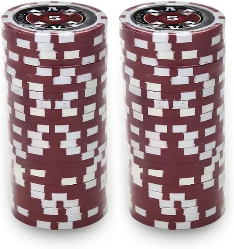 Vista 2 de Brybelly Ace Casino Poker Chip Heavy 0.49 oz Clay Composite - Paquete de 50 ($5 rojo)