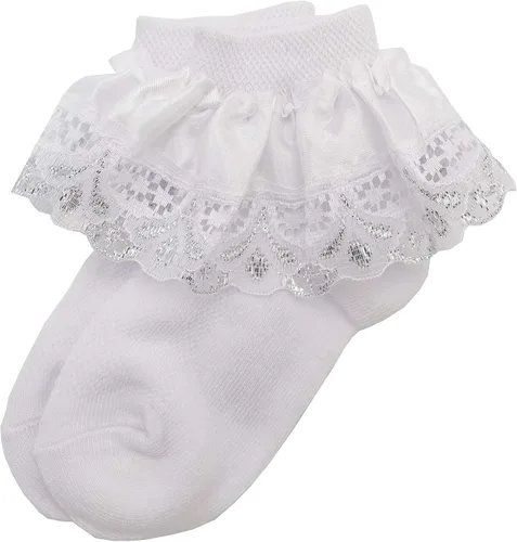 Vista 6 de Xiyadun 5 pares de calcetines de algodón de encaje con volantes para bebés y niñas pequeñas