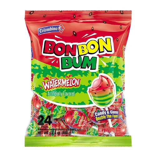 Vista 14 de Colombina Bon Bon Bum - Paletas de fresa, caramelos duros de frutas, paletas de fresa dulces envueltas individualmente, 24