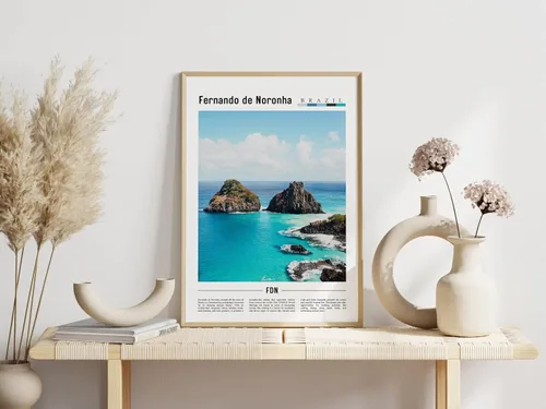 Vista 2 de Póster de Fernando De Noronha, impresión de Fernando De Noronha, arte de pared, impresión de viaje, pintura al óleo, póster de pintura al óleo, 507