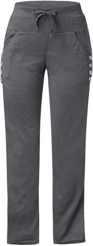 Vista 4 de Lastesso Pantalones deportivos holgados para mujer, de tamaño casual, cintura elástica, con parte inferior de cincha, pantalones deportivos largos