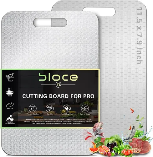Vista 13 de Tabla de Cortar de Titanio para Cocina, Tabla de Cortar Antiadherente de Acero Inoxidable, Tabla de Titanio de Grado Alimenticio de Doble Cara