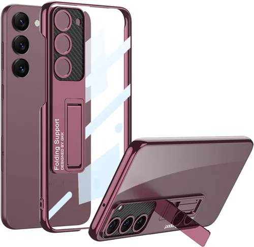 Vista 8 de Miimall Funda compatible con Samsung Galaxy S23, funda S23 con soporte, cubierta al vacío translúcida protectora delgada para Galaxy S23 5G (negro)