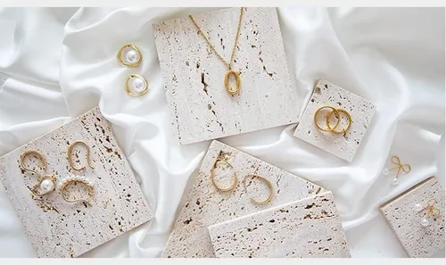 Vista 3 de GISELA D Accesorios para fotos, adornos de piedra natural, bandeja de almacenamiento de cosméticos, lápices labiales, joyas, decoración de tiro