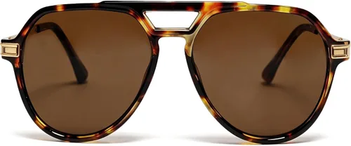 Vista 8 de VISOONE Aviator Sunglasses for Women Men UV400 Protection Retro Shades Negro/Marrón
