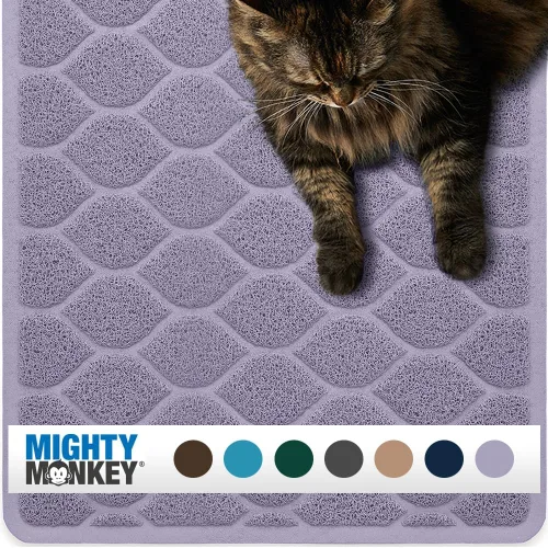 Vista 15 de MIGHTY MONKEY - Alfombrilla de atrapamiento para bandeja de arena de gato impermeable sin BPA, fácil de limpiar, respaldo texturizado, suave