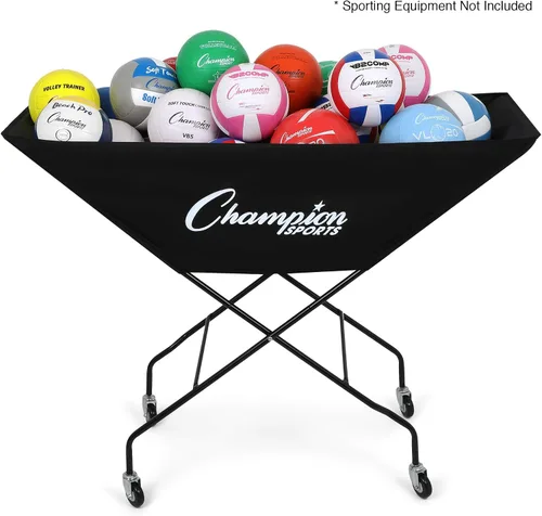Vista 2 de Champion Sports Volleyball Cart & Equipment Storage, Durable Aluminum Frame for High Volume Practices & Training Sessions, 24 to 40 Ball Storage