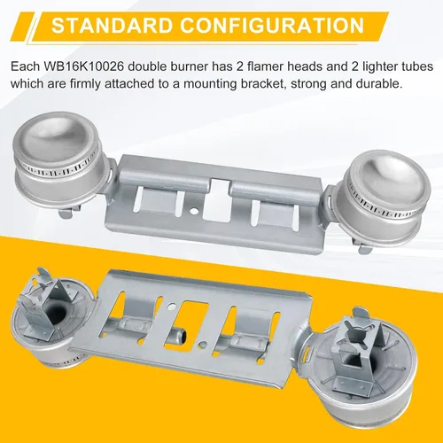 Vista 6 de Kit de quemador doble WB16K10026 WB29K17 Ensamble de quemador doble para estufa a gas Compatible con General Electric Hotpoint Reemplaza el quemador