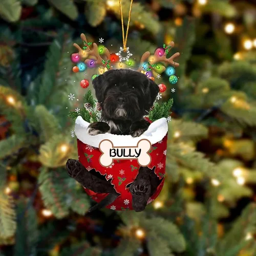 Vista 202 de IZI POD Affenpinscher Adorno de Navidad personalizado para perro, adorno de bolsillo de nieve para perro para árbol de Navidad, adorno acrílico