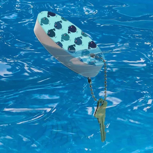 Vista 3 de GRAPHICS & MORE Lindo Kawaii Ballenas Patrón Flotante Llavero Oval Espuma Pesca Barco Boya Key Float, Multi