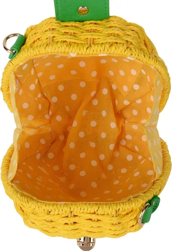 Vista 5 de QZUnique Bolso bandolera de paja de frutas, tejido a mano, bolso cruzado de verano, playa, mar, fresa, piña, sandía